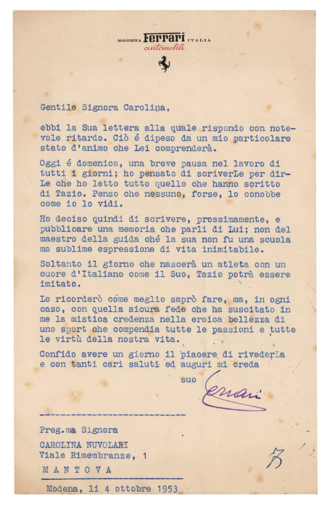 Enzo Ferrari Personal Stationery