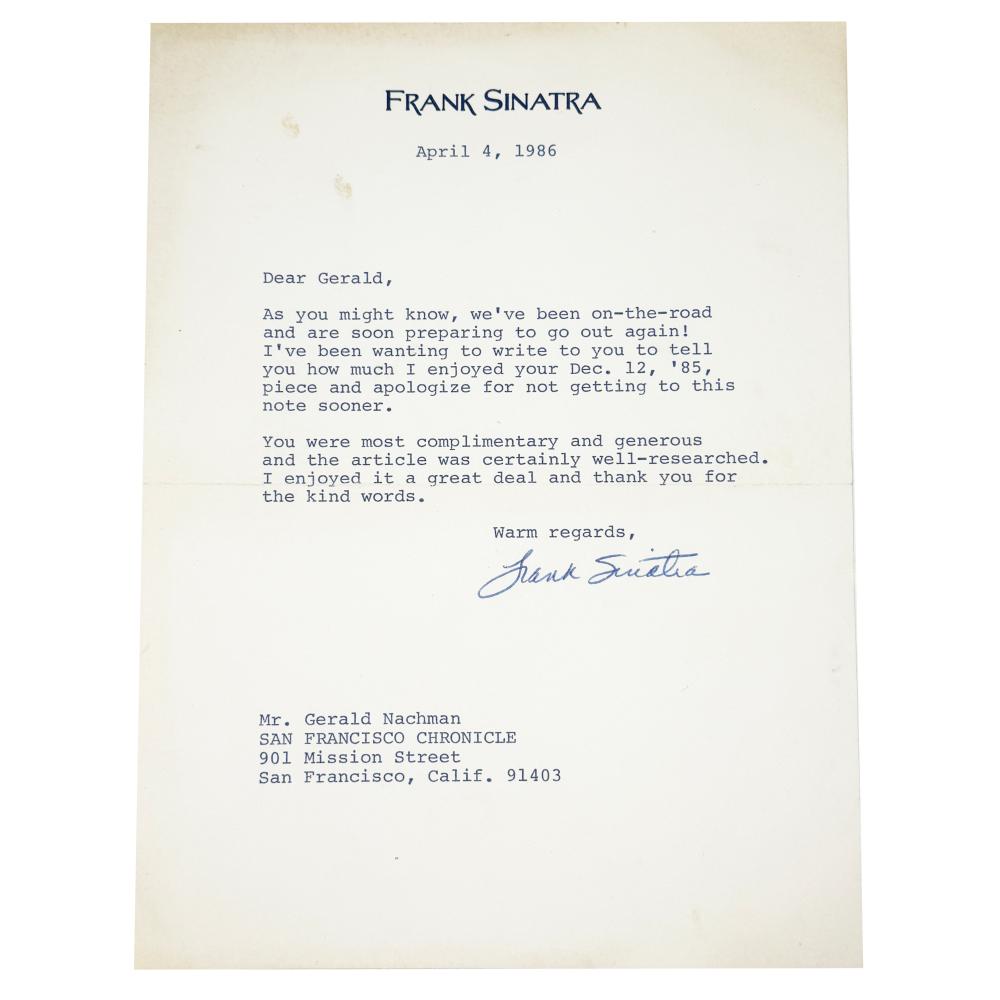 Frank Sinatra Letterhead 1986