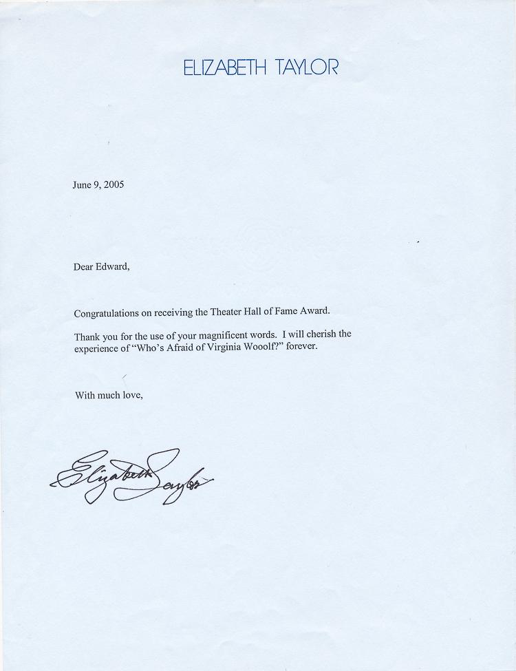 Elizabeth Taylor Personal Letterhead